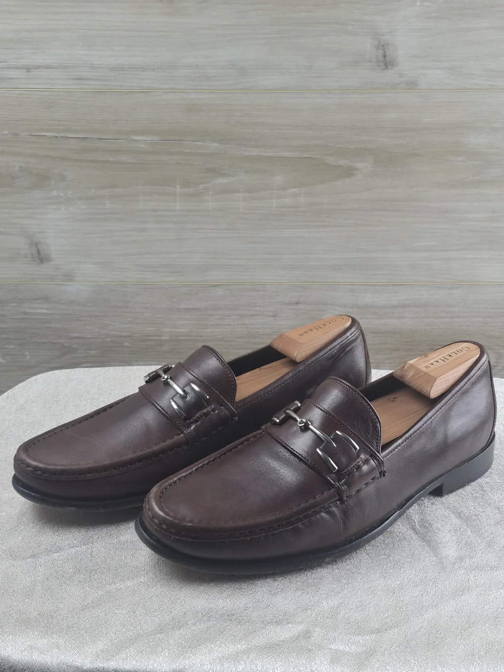 Cole Haan Dark Brown Leather Bit Loafers Men's Size 10.5 D Dress Slip On Shoes